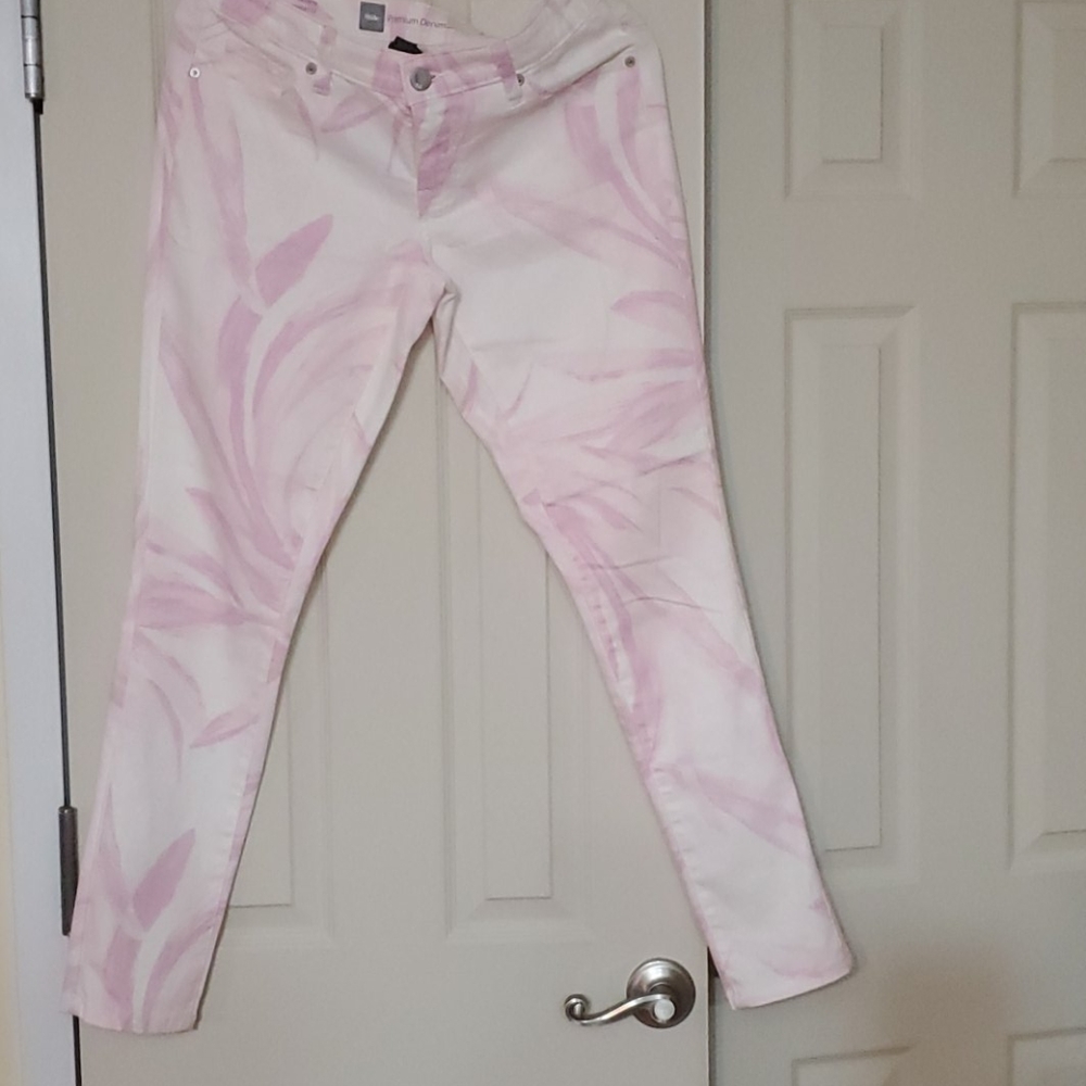 Pink & white jeans
